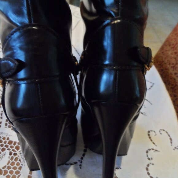 Gucci Black Leather Knee-High Platform Boots Size 39.5C - Picture 13 of 16
